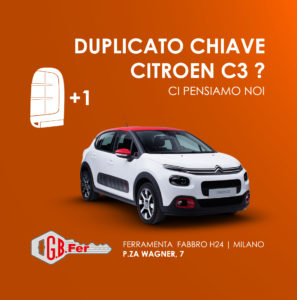 Duplicazione chiave Citroen C3 a Milano